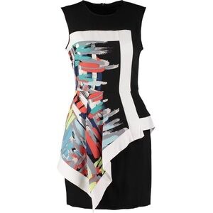 BCBG MAXAZRIA ALESSANDRA ASYMMETRICAL PEPLUM MINI DRESS